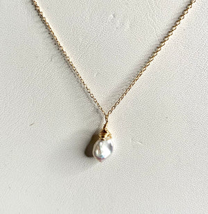 #271 single white keishi drop necklace