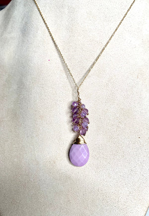 #391 sugilite/amethyst cluster necklace