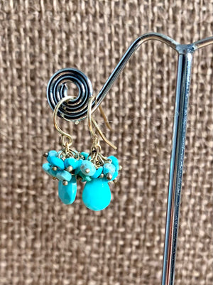 #121 turquoise cluster earrings