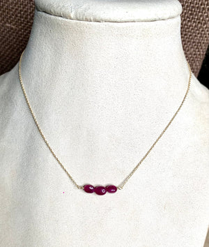 #381 3 oval rubies necklace