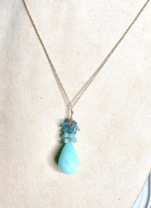 #360 blue opal drop ombré cluster necklace
