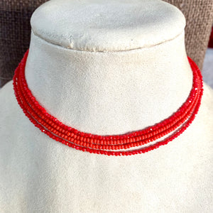 #349 bright red Chinese crystal 50.75” necklace