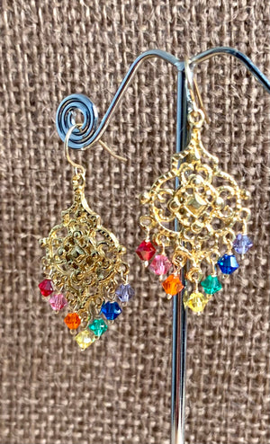 #120 rainbow filigree earrings