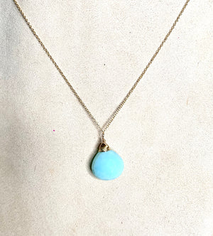 #358 blue opal single drop necklace