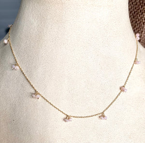 #441 pink opal dainty dangle necklace