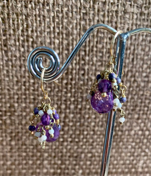 #123 amethyst cluster earrings