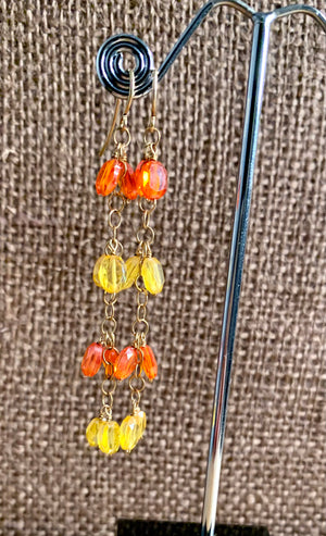 #126 orange/yellow crystal earrings