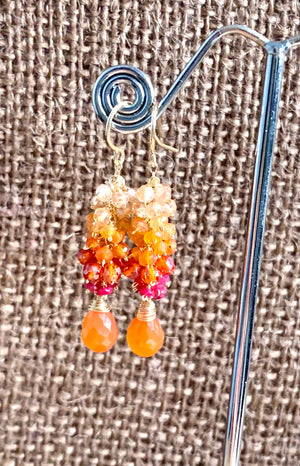 #136 orange carnelian ombré earrings