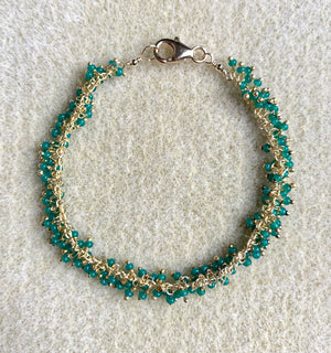 #317 green seed bead cluster bracelet