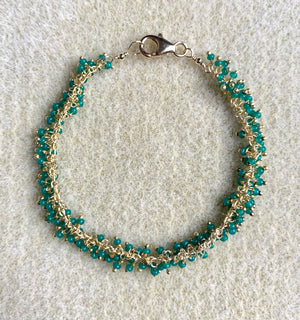 #317 green seed bead cluster bracelet