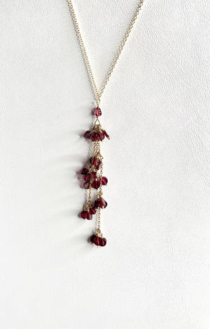 #219 petit garnet tassel necklace