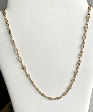 #163 oval ornate gold filled chain necklace 16”