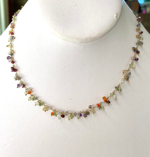 #185 multi gemstone dangle necklace