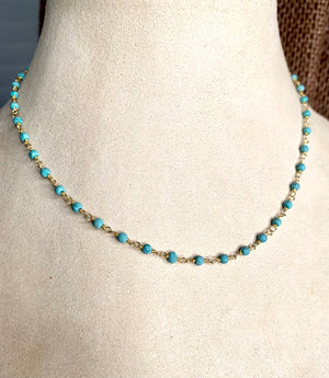 #421 matte turquoise wire wrapped necklace