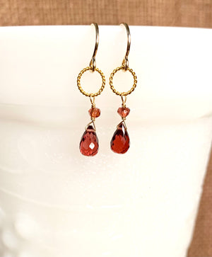 #394 garnet ring earrings