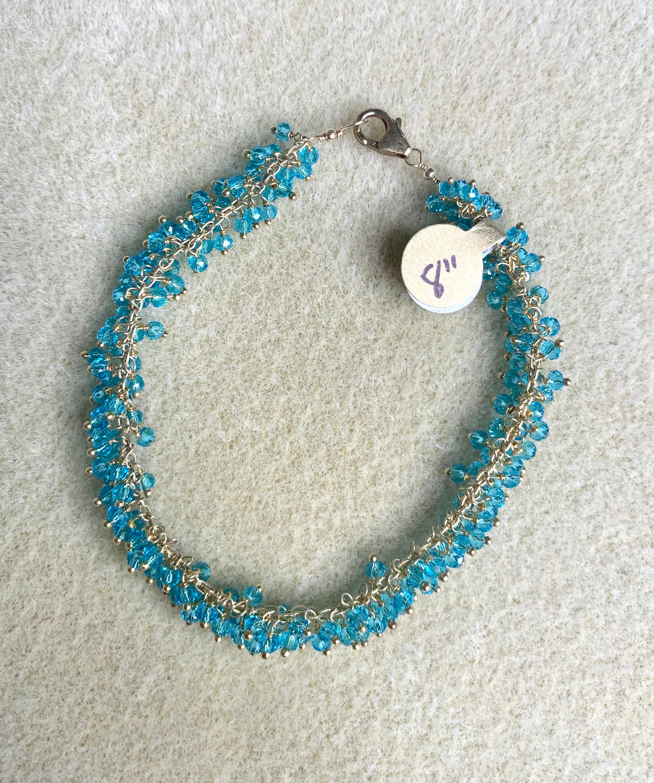 #313 Aqua blue Quartz cluster bracelet