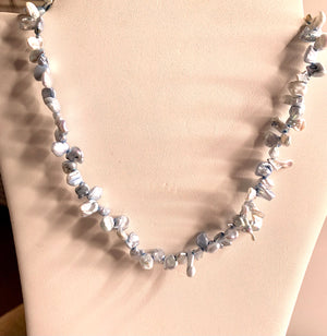 #263 blue keishi pearl strung 14” necklace