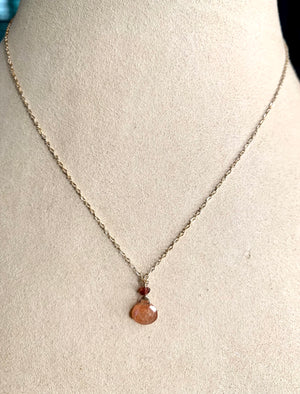 #187 sunstone/garnet necklace