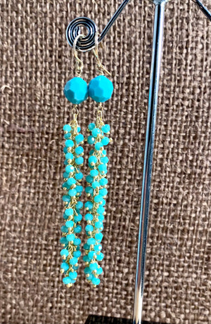 #130 turquoise/amazonite cluster chain earrings