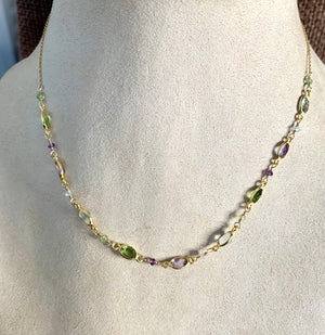 #334 multi oval gemstones necklace
