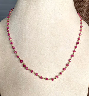 #434 Ruby wire wrapped necklace