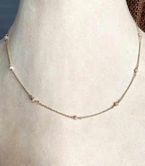 #442 pink opal chain necklace
