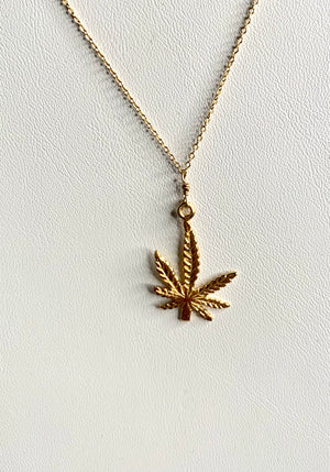 #250 large cannabis leaf charm necklace