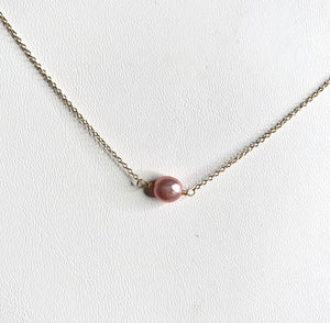 #279 bright pink potato pearl necklace