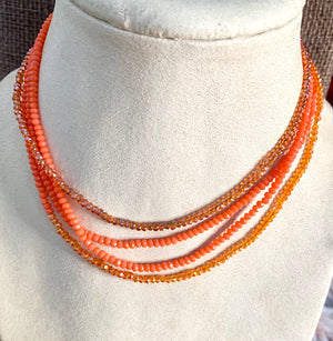 #347 orange Chinese crystal 56.5” necklace