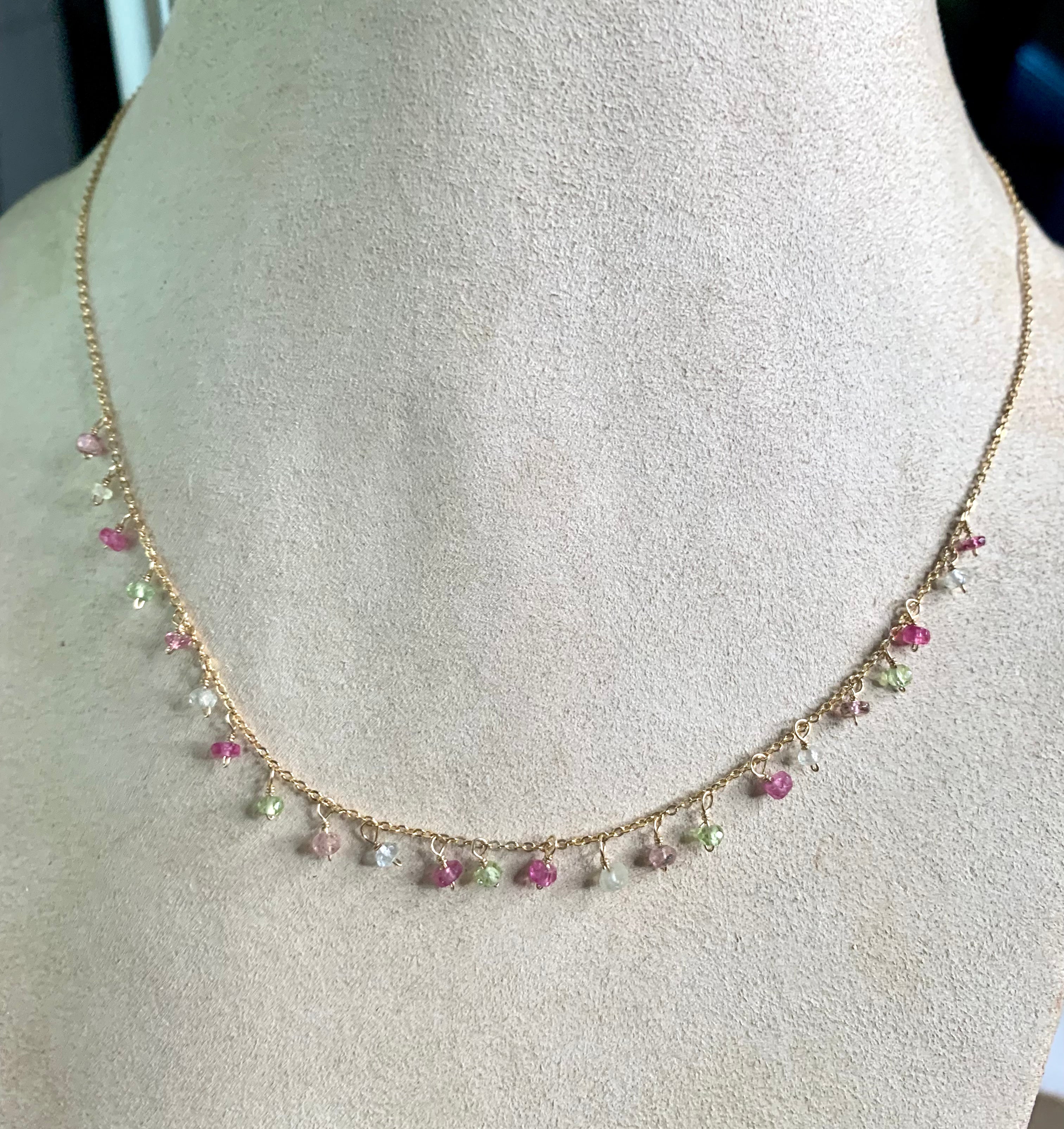 #454 dangling gems necklace