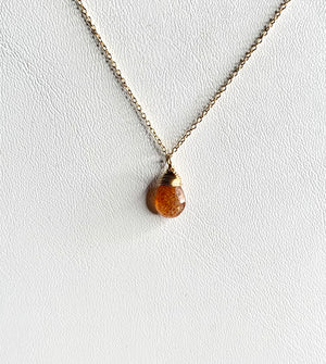 #186 sunstone tear drop necklace