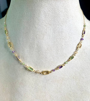 #452 multi gems, rick tangle, amethyst, citrine, aquamarine, necklace