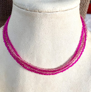 #350 hot pink Chinese 56.75” necklace