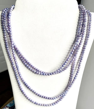 #262 blue pearls strung 70” necklace