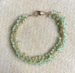 #309 green chalcedony cluster chain bracelet