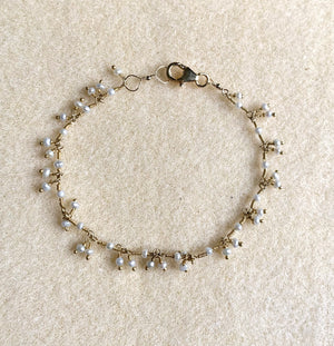 #416 white pearl dangle chain bracelet
