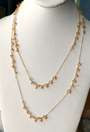 #224 citrine/orange carnelian 40” necklace