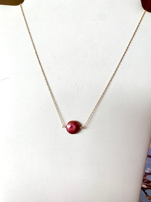 #215 maroon coin pearl necklace