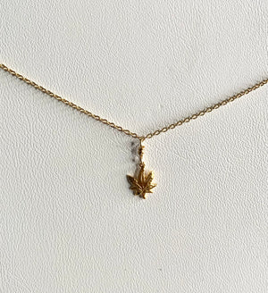 #248 mini cannabis leaf charm necklace