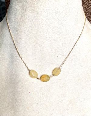 #354 3 oval yellow opals necklace