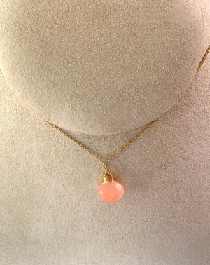 #184 Orange chalcedony single drop necklace