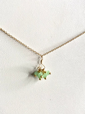#196 mini cluster green chalcedony necklace