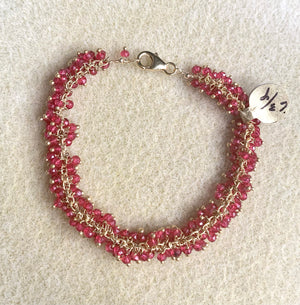 #312 fuschia Quartz cluster bracelet