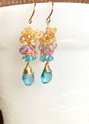 #489 apatite rainbow cluster earrings