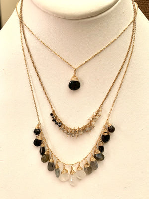 #005 Charcoal three necklace set