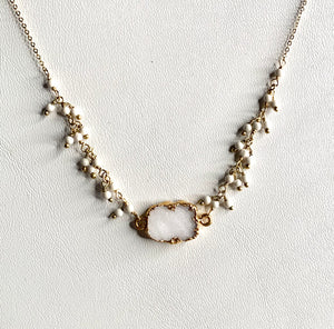 #231 druzy/seed bead cluster chain necklace