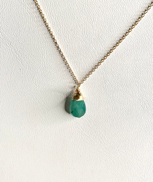 #190 emerald tear drop necklace