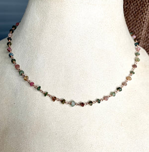 #418 tourmaline wire wrapped necklace