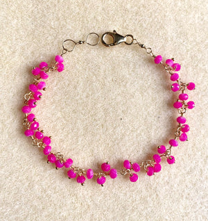 #408 hot pink chalcedony bracelet