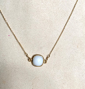 #392 white jade bezeled necklace
